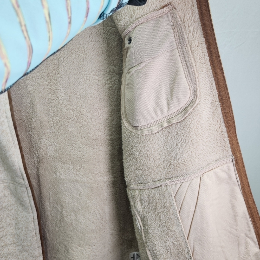 George Men's Zip-Up Sweater - Cream with Brown Trim XL (46-48) - Picture 11 of 15